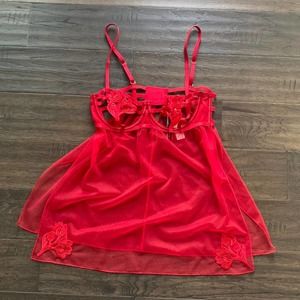 Victorias Secret Red Babydoll Lingerie Top Size Medium NWT